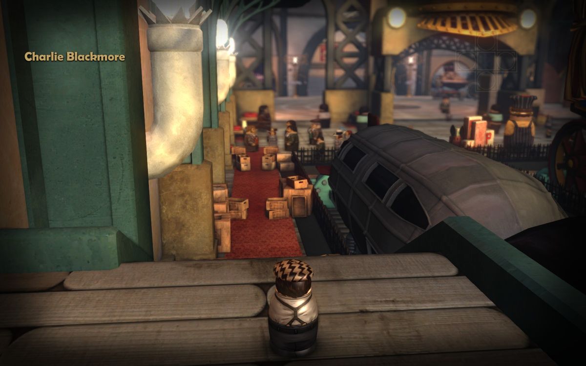 Stacking (Windows) screenshot: The train station. Acts as a sort of a hub. (Oh and this is the main hero)