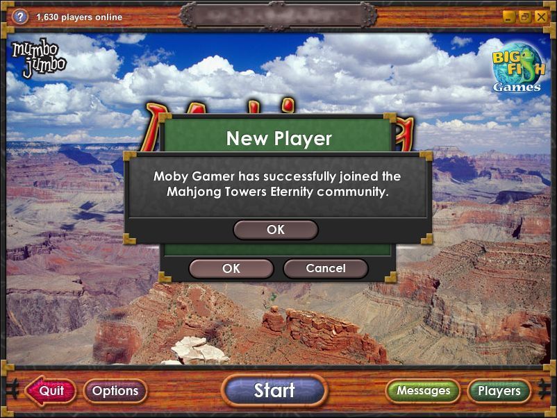 Mahjong Towers Eternity (Windows) screenshot: Each player registers their name and location. 'At Home', it transpires, was not the best choice in the world.