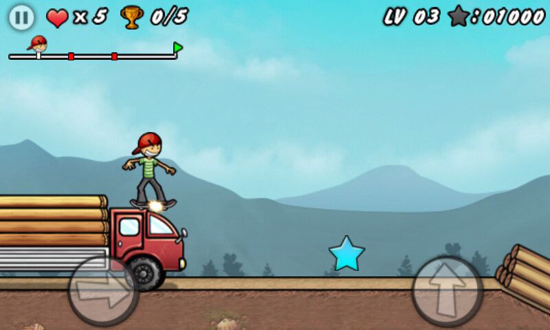 Skater Boy (Android) screenshot: Sliding on top of a truck