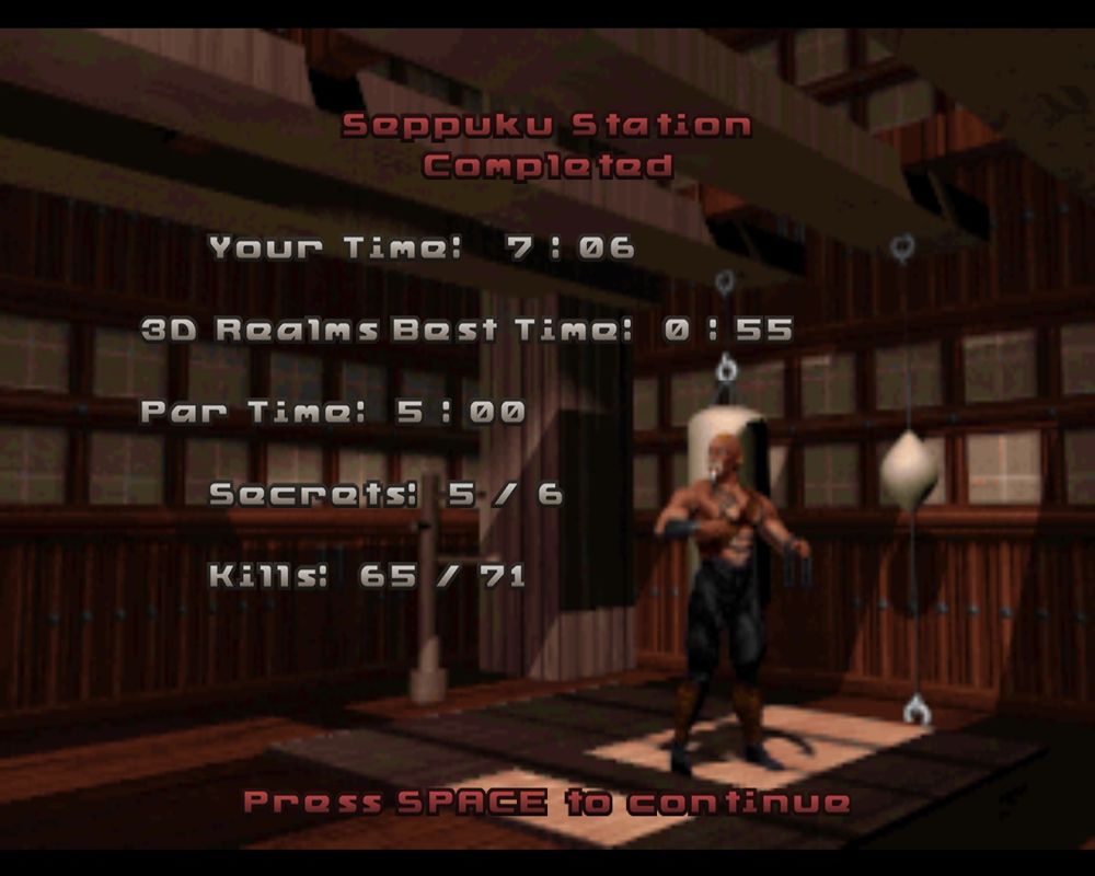 Shadow Warrior Classic Redux (Windows) screenshot: End of level statistics