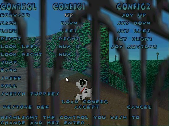 Disney's 102 Dalmatians: Puppies to the Rescue (Windows) screenshot: The action keys. These can be redefined