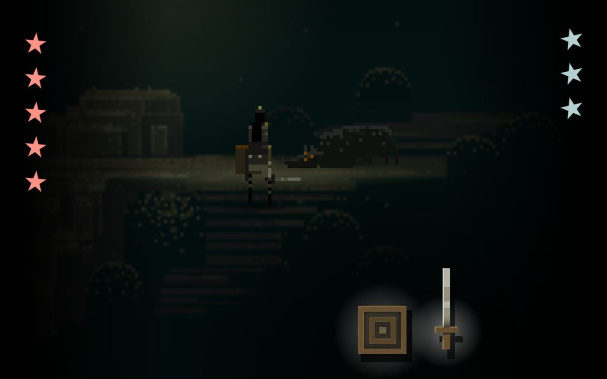 Superbrothers: Sword & Sworcery EP (Windows) screenshot: Fighting sequence. Time your strikes.