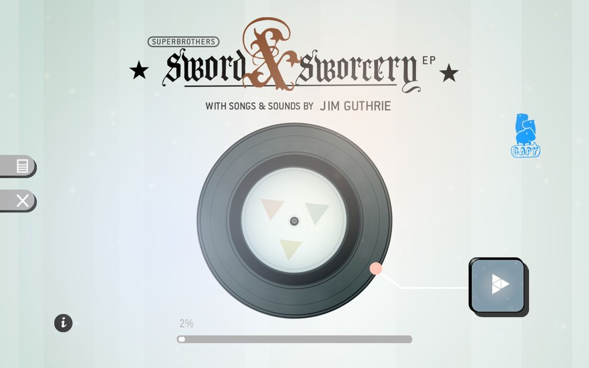 Superbrothers: Sword & Sworcery EP (Windows) screenshot: Main menu. (You can actually play with the vinyl record there)