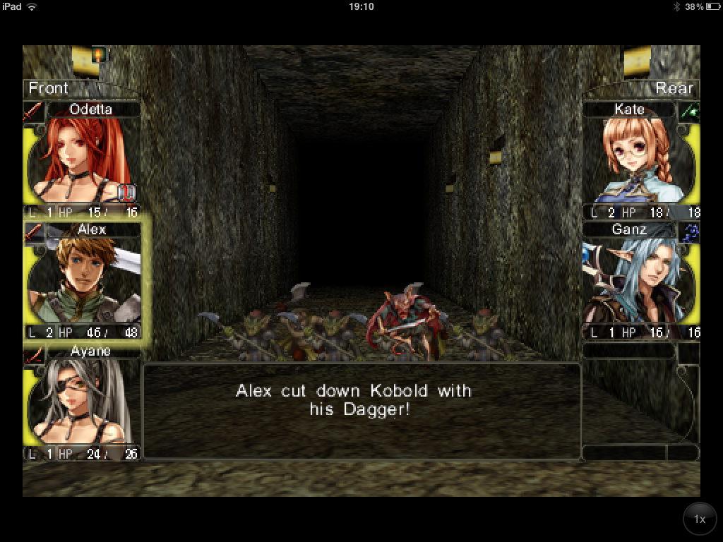 Wizardry: Labyrinth of Lost Souls (iPhone) screenshot: A large band of enemies.