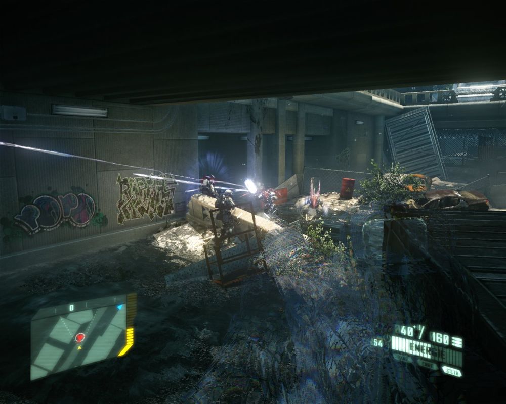 Crysis 2 (Windows) screenshot: Cell soldiers and Ceph battling it out