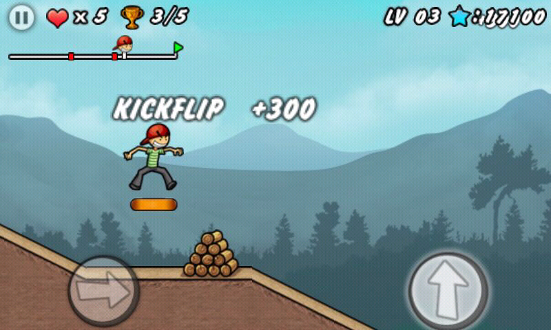Skater Boy (Android) screenshot: Forest scene