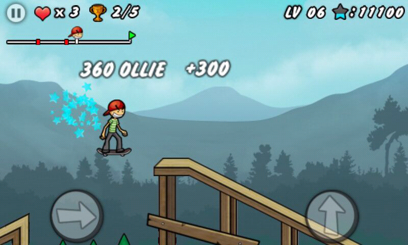 Skater Boy (Android) screenshot: Jumping on some wooden constructions