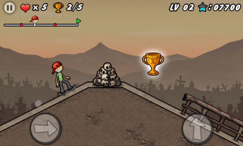 Skater Boy (Android) screenshot: Cemetery scene