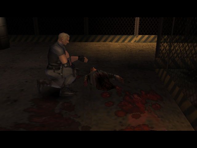 Dino Crisis (Dreamcast) screenshot: Gruesome view of a victim