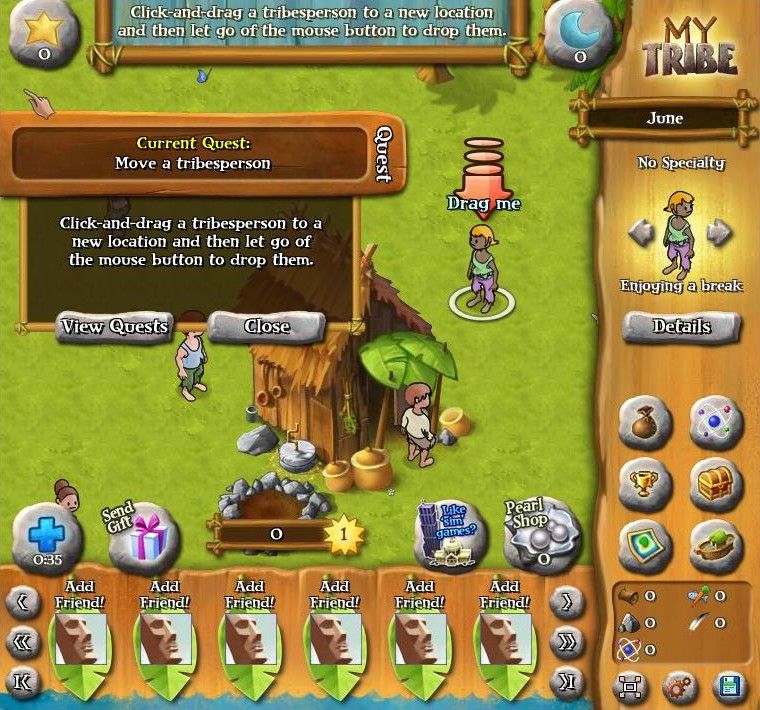 My Tribe (Browser) screenshot: The first quests are easy.