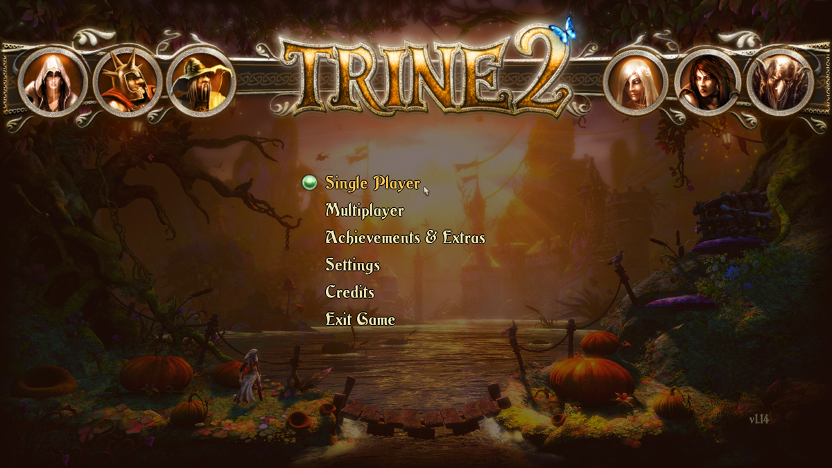 Trine 2 (Windows) screenshot: Main menu.