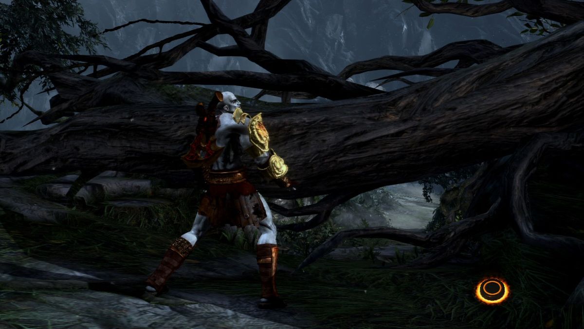 God of War III (PlayStation 3) screenshot: Kratos is still as strong as ever, and he needs no rest to replenish his strength.