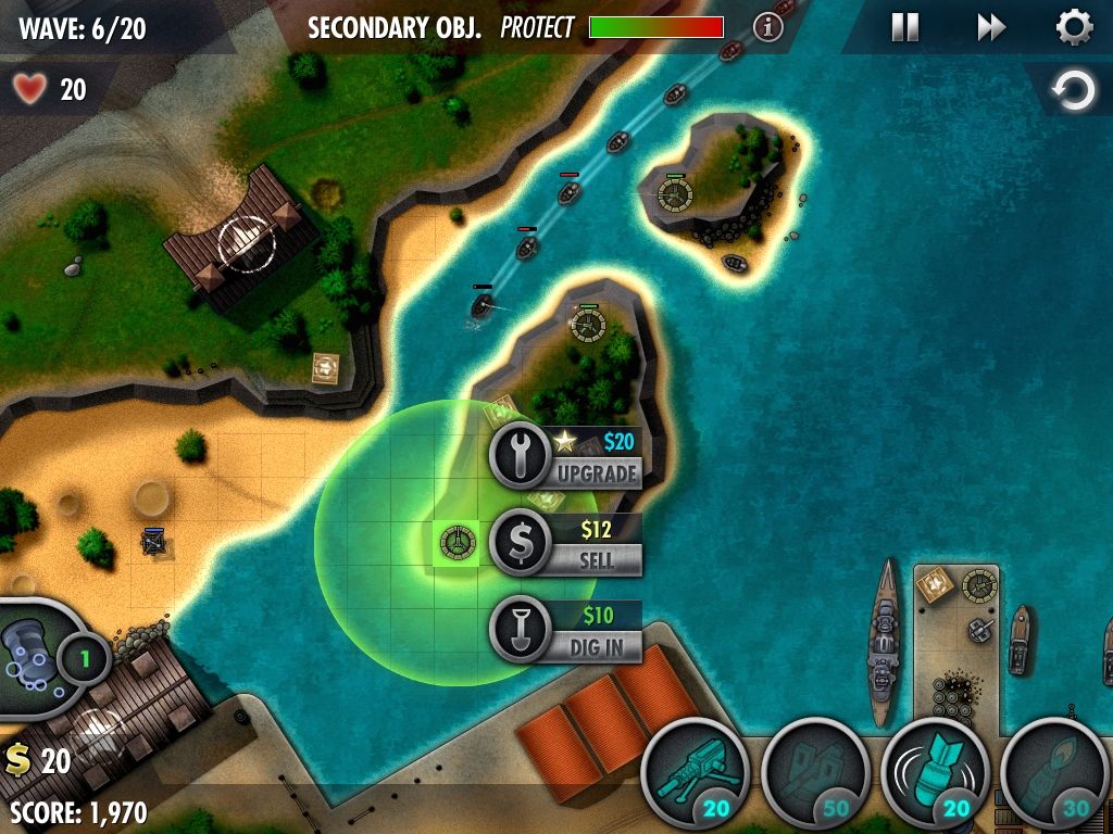 iBomber Defense: Pacific (iPad) screenshot: Midway Atoll