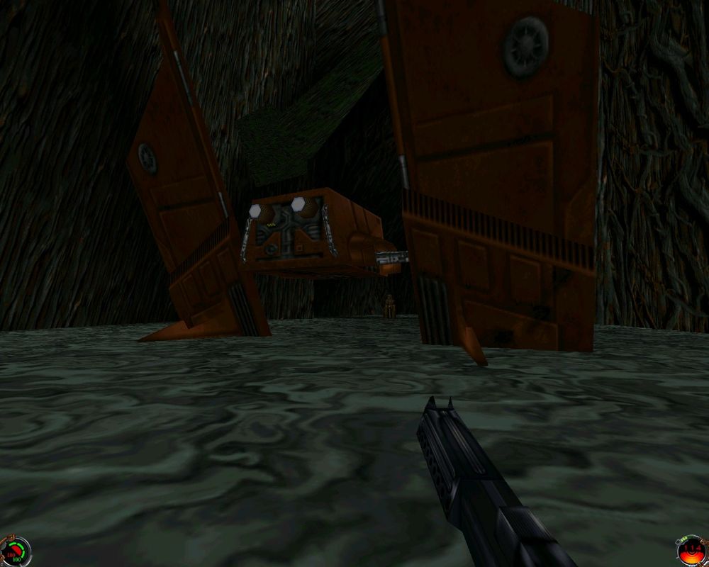 Star Wars: Jedi Knight - Mysteries of the Sith (Windows) screenshot: Mara's ship in the swamps of the final levels.