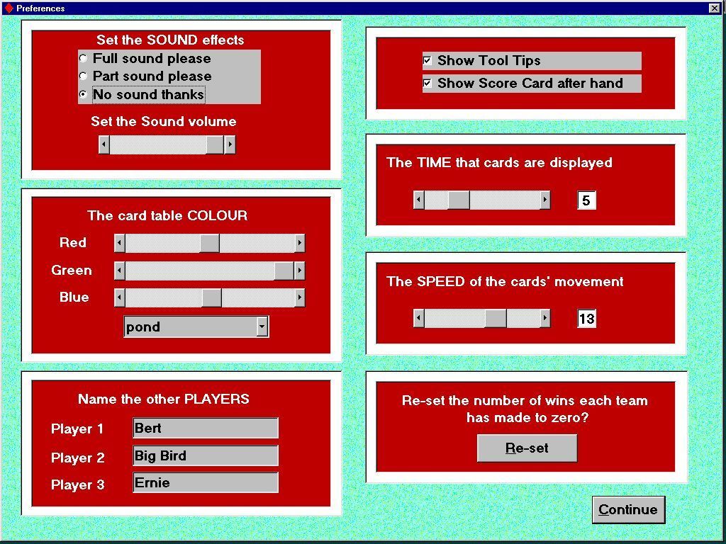 Bridge From Special K (Windows) screenshot: The Preferences option on the main menu allows the player to customise the game