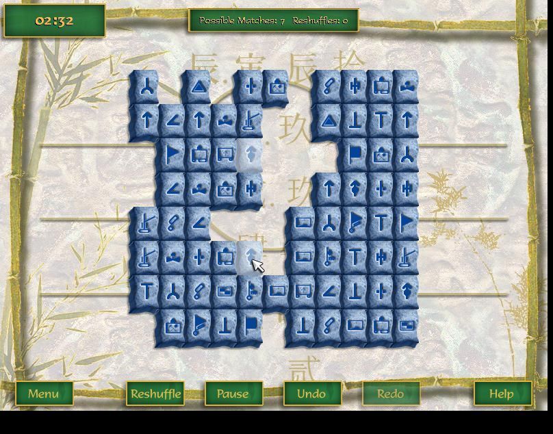 Ultimate Mahjongg 15 (Windows) screenshot: A game of Shisen in progress using the German Airforce tile set