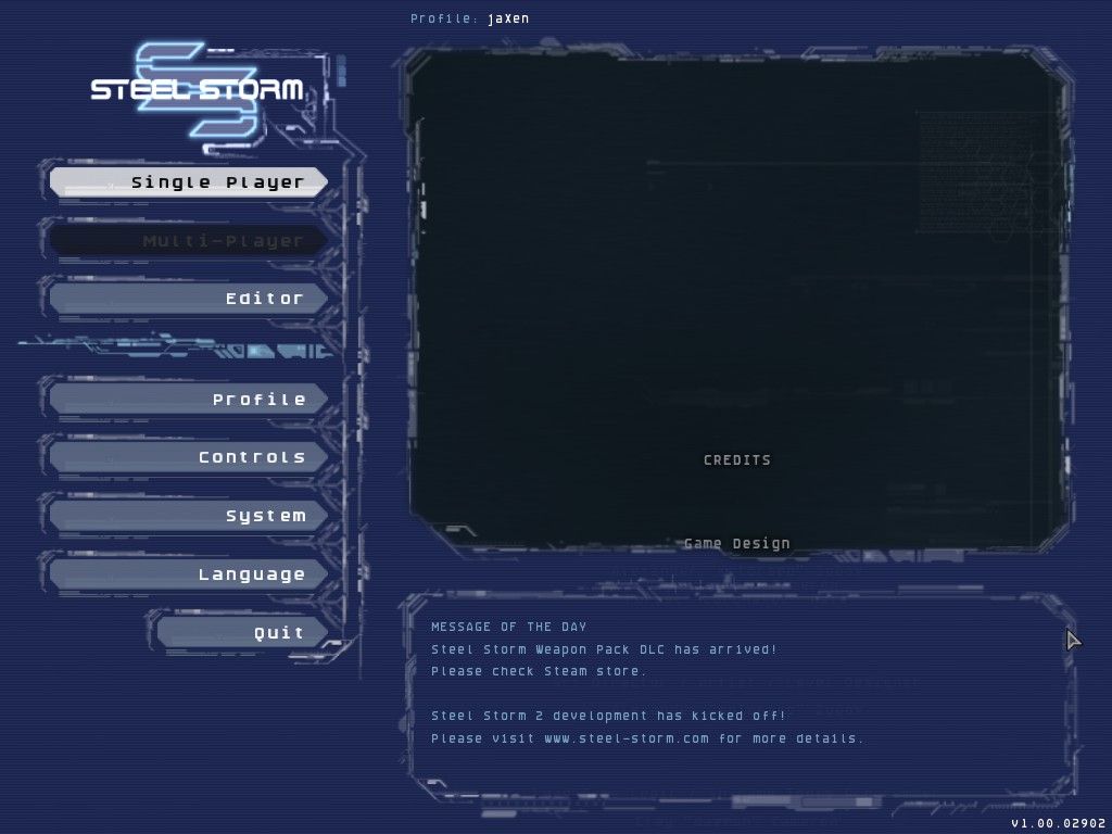 Steel Storm: Burning Retribution (Windows) screenshot: Main Menu