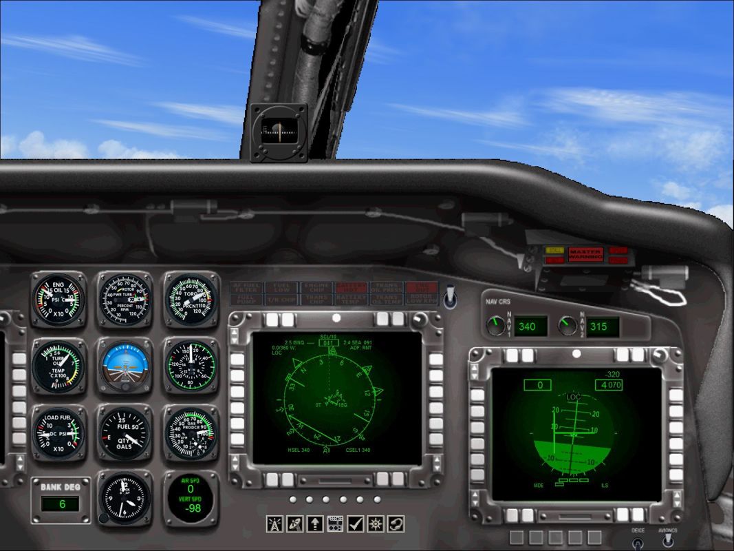 Combat Collectors: Second Edition (Windows) screenshot: The Sikorsky MH-60K Nighthawk standard cockpit view