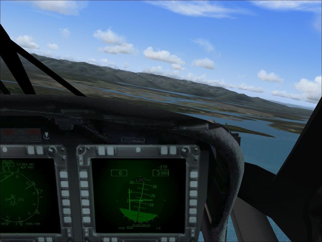 Combat Collectors: Second Edition (Windows) screenshot: The Sikorsky MH-60K Nighthawk straight ahead view in virtual cockpit mode