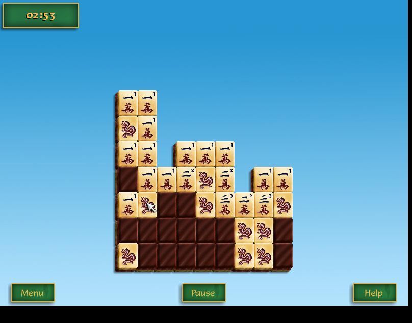 Ultimate Mahjongg 15 (Windows) screenshot: Dragon Finder plays like Minesweeper. Tiles with no dragons near them have been removed. A tile set with numbers on is essential for this game