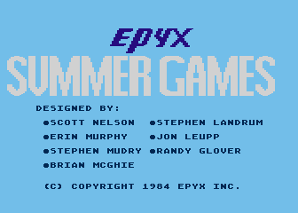 Summer Games (Atari 8-bit) screenshot: Title / Credits screen