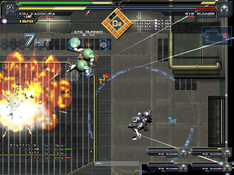 Baldr Sky Dive1: Lost Memory (Windows) screenshot: Explosions galore