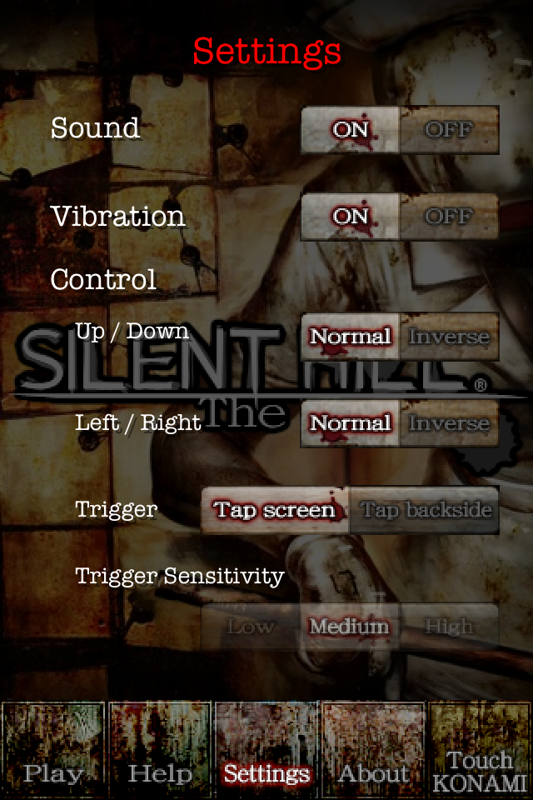 Silent Hill: The Escape (iPhone) screenshot: The settings menu.