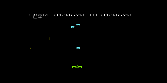 Space Fortress (VIC-20) screenshot: Light Blue Baddies