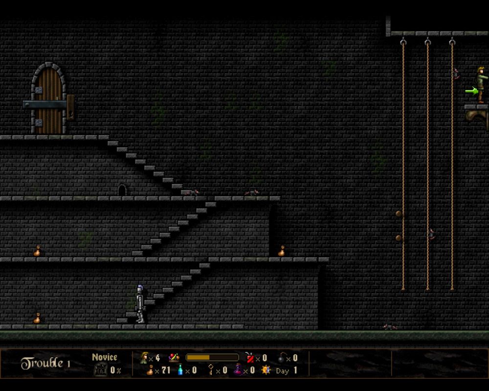 Return to Dark Castle (Macintosh) screenshot: Trouble 1 level