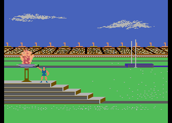 Summer Games (Atari 8-bit) screenshot: The torch is lit in the intro