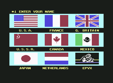 Summer Games II (Commodore 64) screenshot: Chose your nation