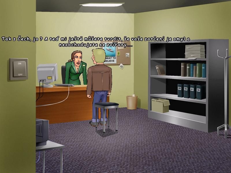 Polda 3 (Windows) screenshot: CIA Headquarters. I want to believe this agent is a combination of Mulder and Scully - her name is Mucova.