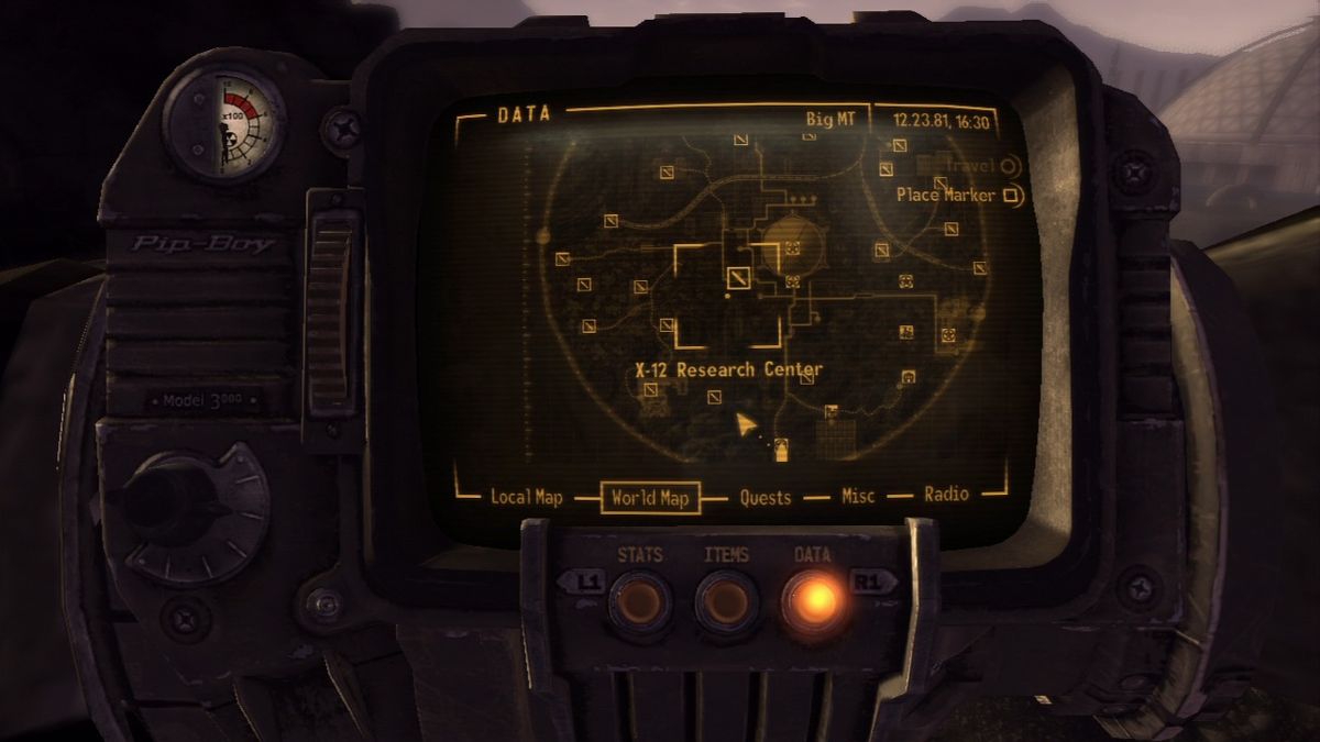 Fallout: New Vegas - Old World Blues (PlayStation 3) screenshot: The map of Big Empty.