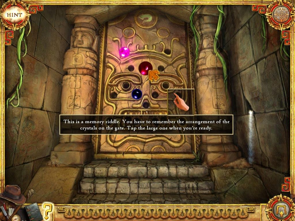 Joan Jade and the Gates of Xibalba (iPad) screenshot: Temple corridor mini memory puzzle