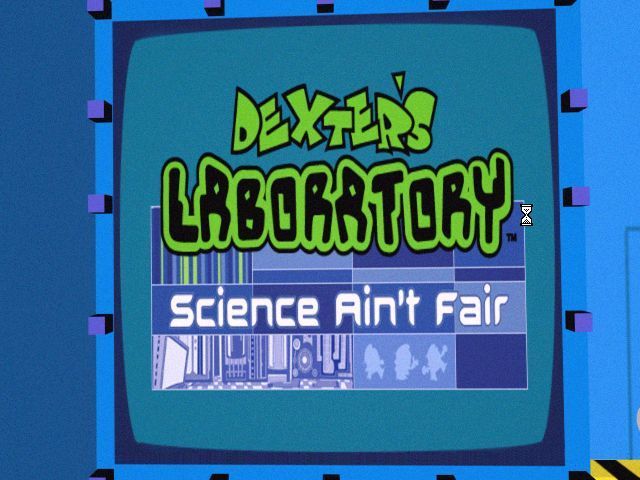 Dexter's Laboratory: Science Ain't Fair (Windows) screenshot: After all the developer and publisher logos have been displayed the player gets to see the game's title screen