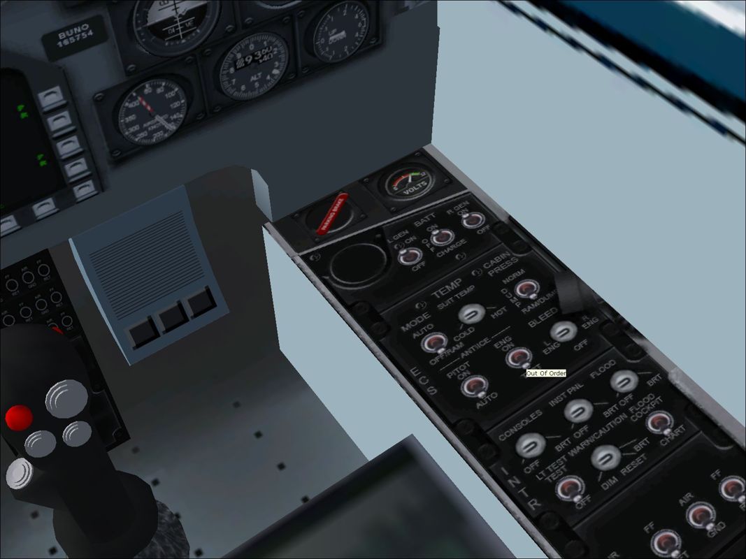 Combat Collectors: Second Edition (Windows) screenshot: Not all the controls in the T-38 Talon's virtual cockpit work.