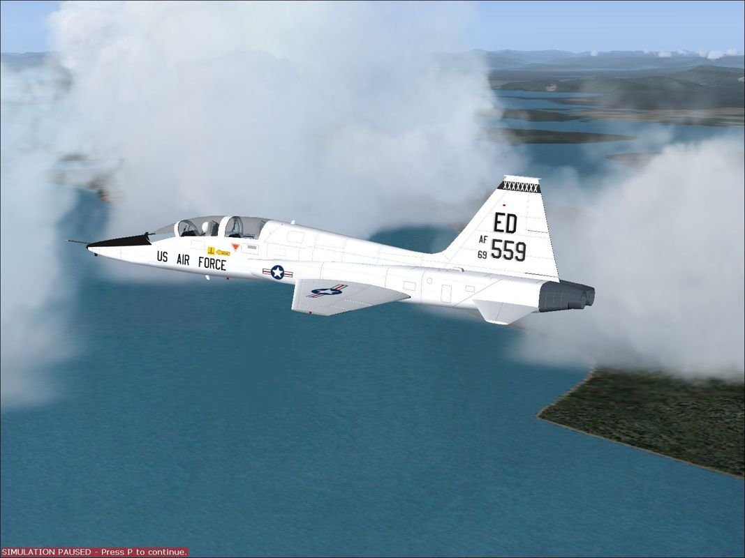 Combat Collectors: Second Edition (Windows) screenshot: The T-38 Talon twin engine jet trainer with Edwards Airforce base numbering.