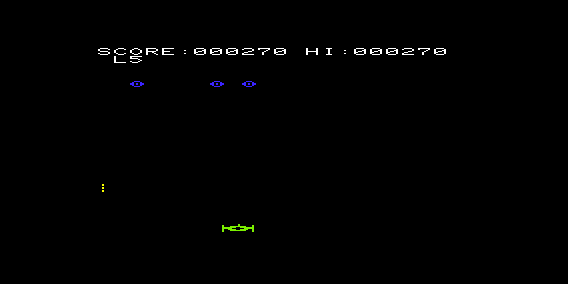 Space Fortress (VIC-20) screenshot: Dark Blue Ships Fire Back