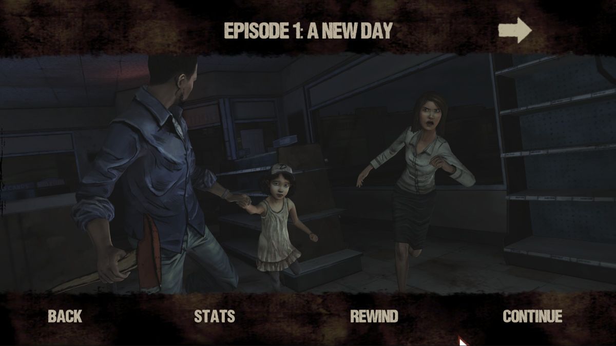 The Walking Dead (Windows) screenshot: Choosing an episode: Episode 1.