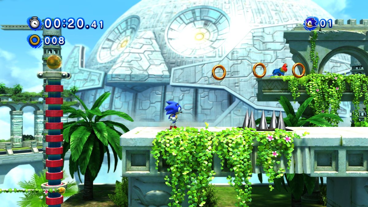 Sonic: Generations (Windows) screenshot: Sky Sanctuary - Classic (complete with ascending Death Egg in the background!)