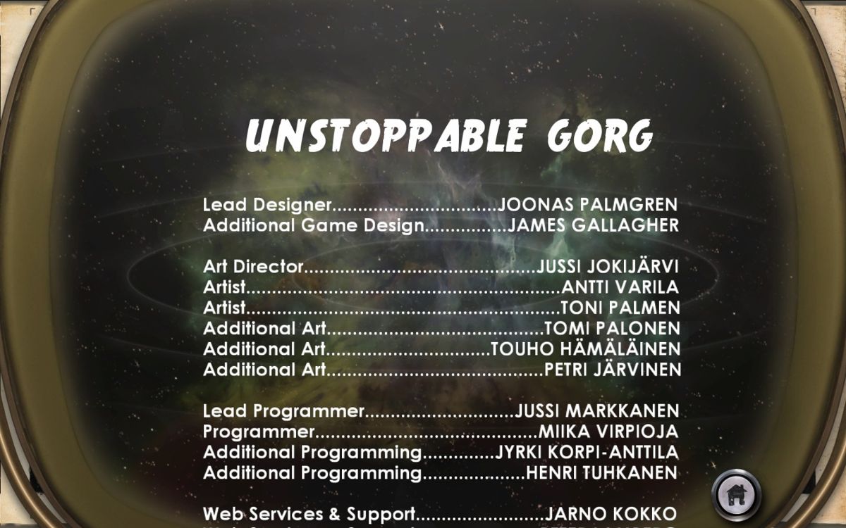 Unstoppable Gorg (Windows) screenshot: Credits.