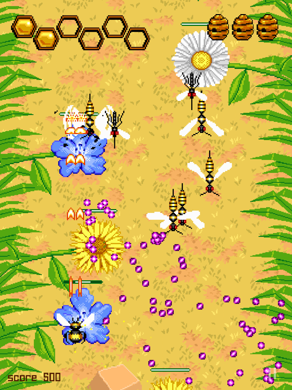 The Last Flight of the Bumble Bee (iPad) screenshot: Fighting wasps on level 1.
