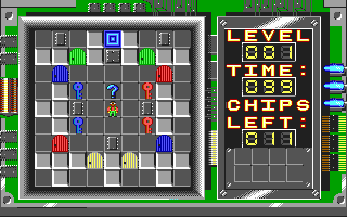 Chip's Challenge (DOS) screenshot: Level 1 (VGA)
