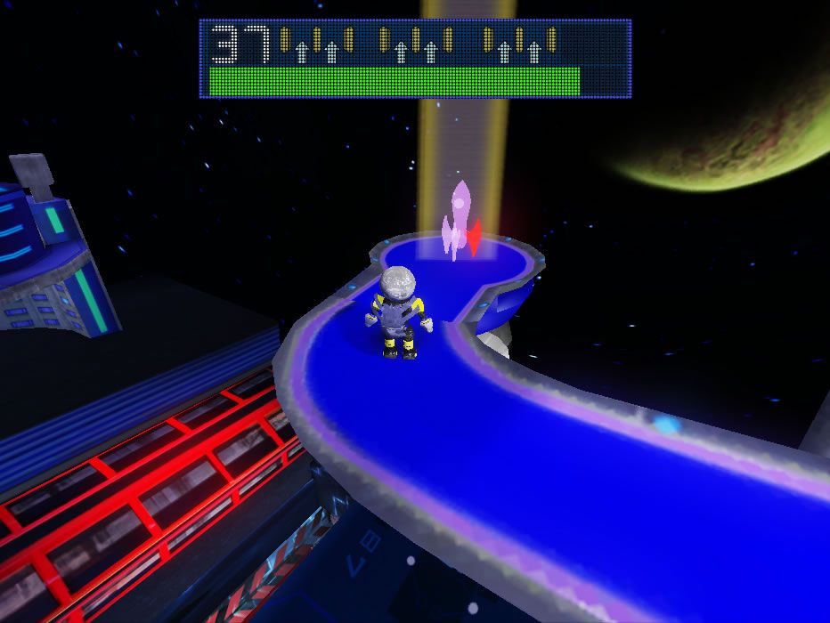 Robot Pinball Escape (Windows) screenshot: Another part of the ship has been collected.