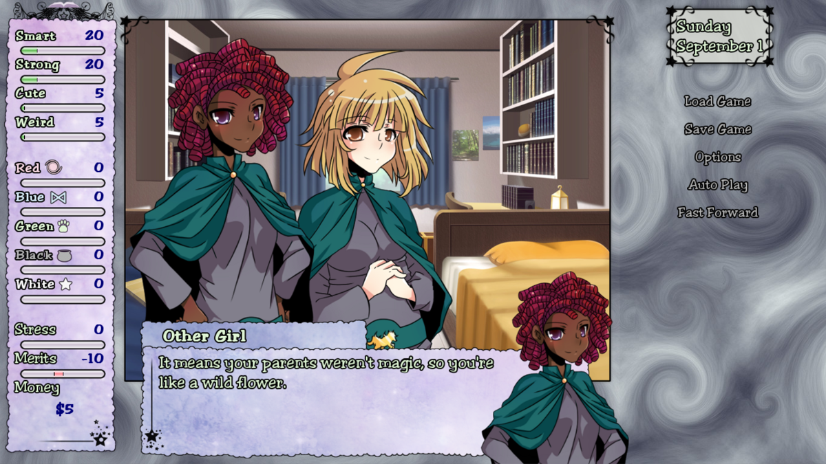 Magical Diary: Horse Hall (Linux) screenshot: Having a talk with your roommates Virginnia and Ellen