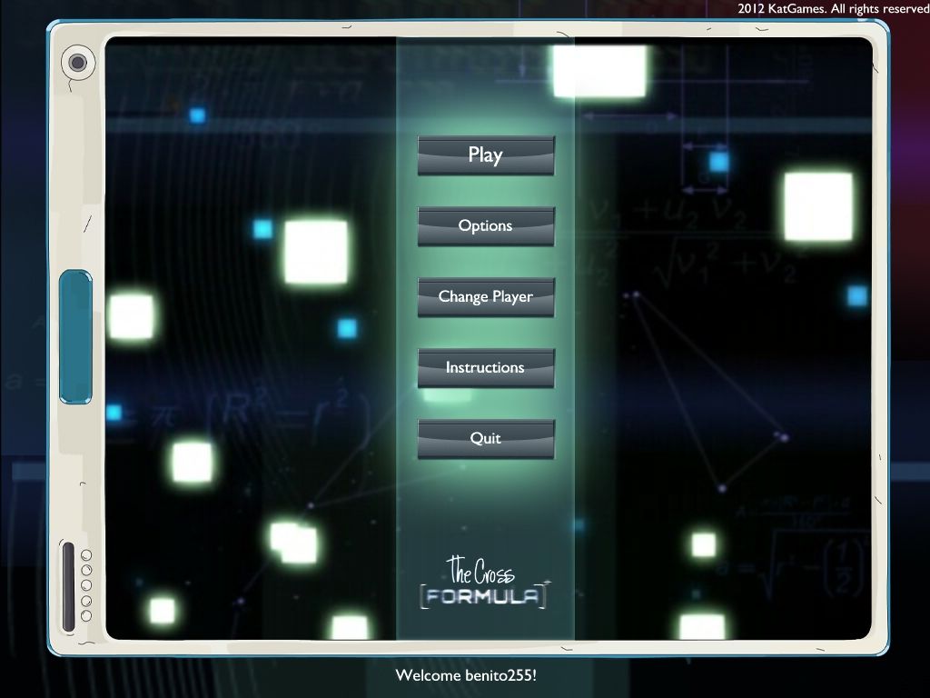 The Cross Formula (Windows) screenshot: The game's main menu
