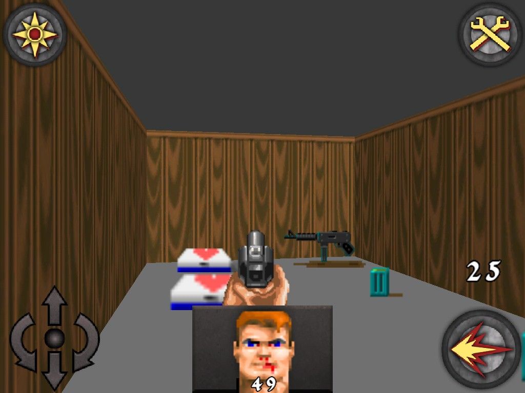 Wolfenstein 3D (iPad) screenshot: Now we are talking a machine gun