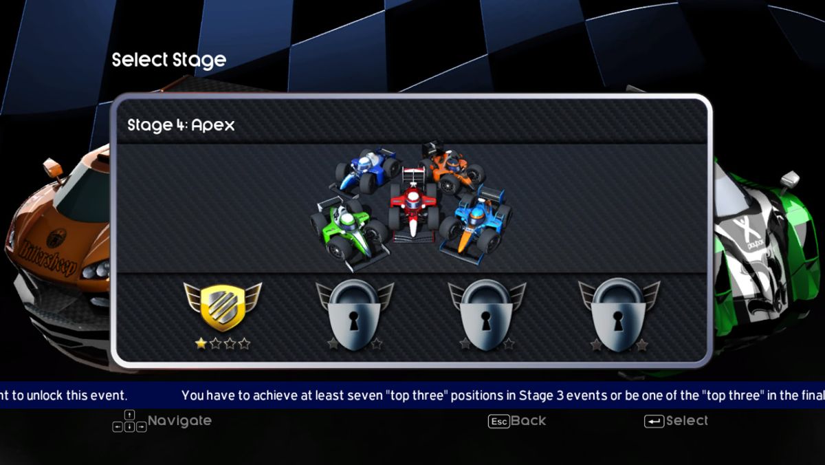 Bang Bang Racing (Windows) screenshot: There are four main racing classes.