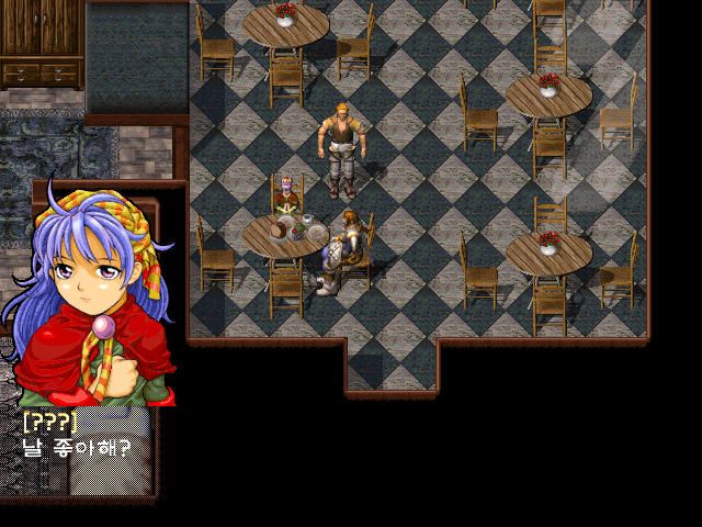 Corum III: Chaotic Magic (Windows) screenshot: Talking to the mysterious "cursed" girl. She talks some weird stuff