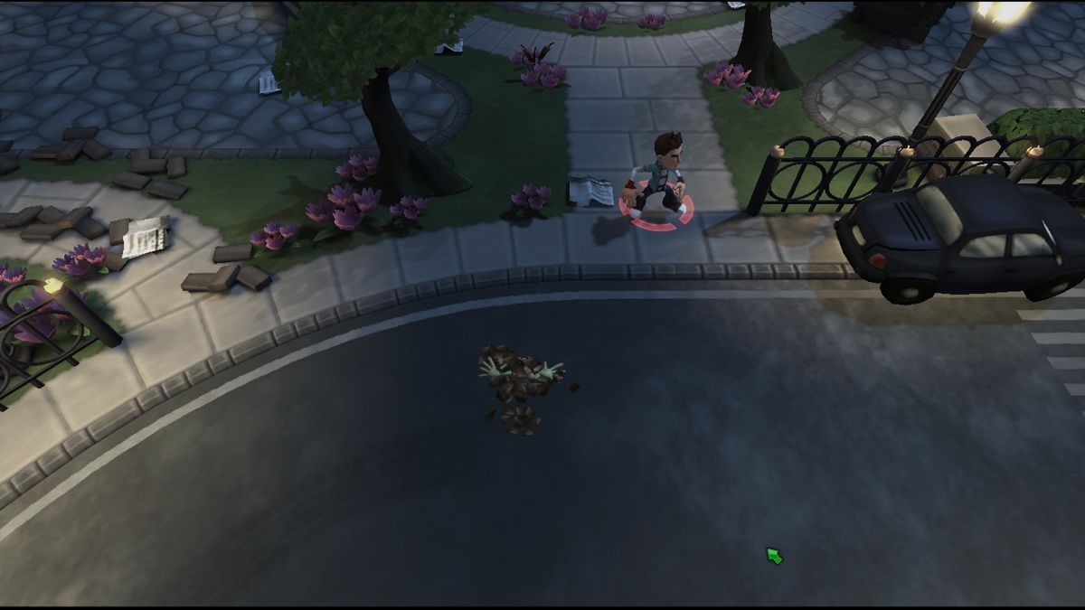 All Zombies Must Die! (Windows) screenshot: A zombie is digging out...through asphalt